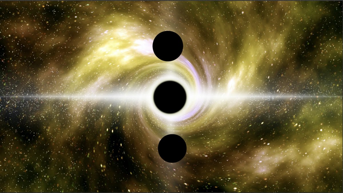 Tre-svarta-hal-cirkulerar-runt-varandra-i-rymden
